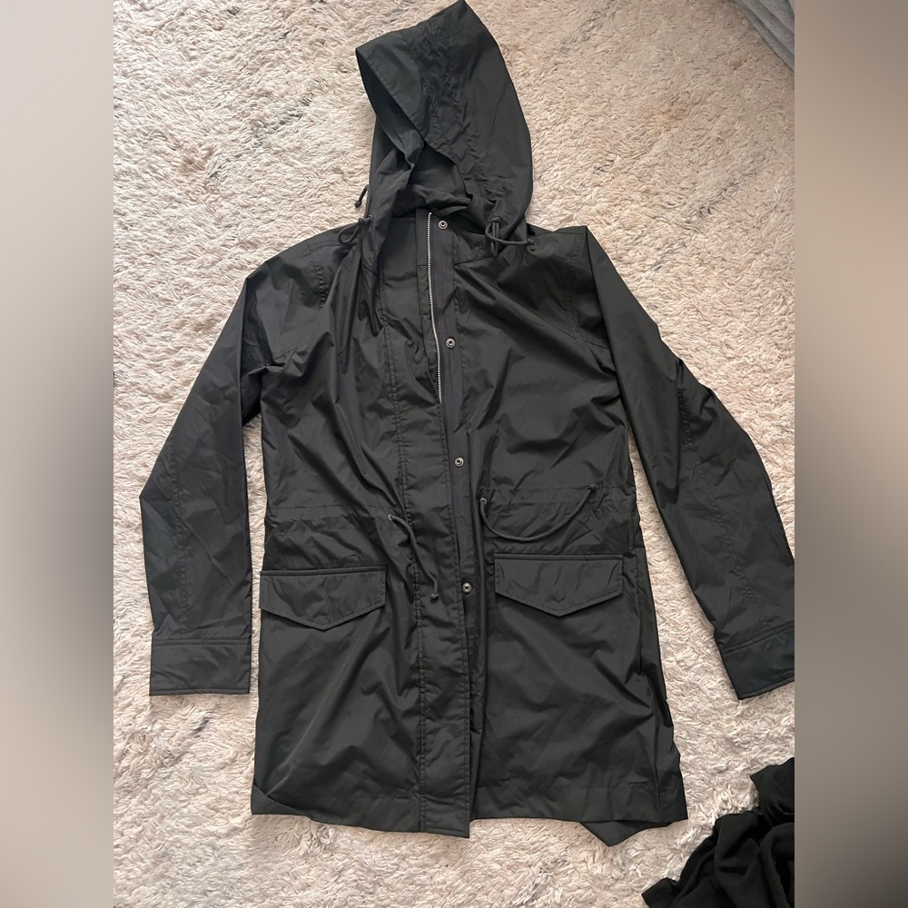 Abercrombie & Fitch Black Hooded Rain Jacket